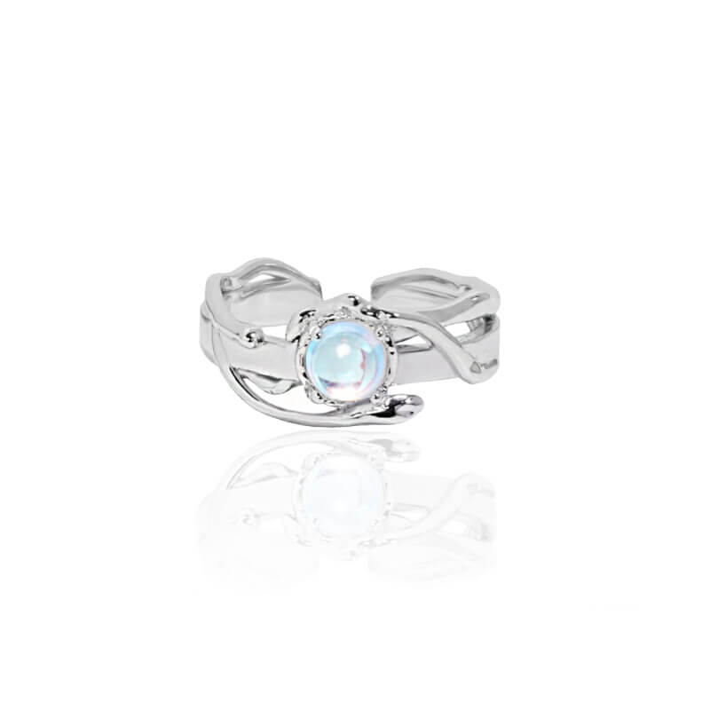 Silver Moonstone Twine Ring | Buy at Khanie