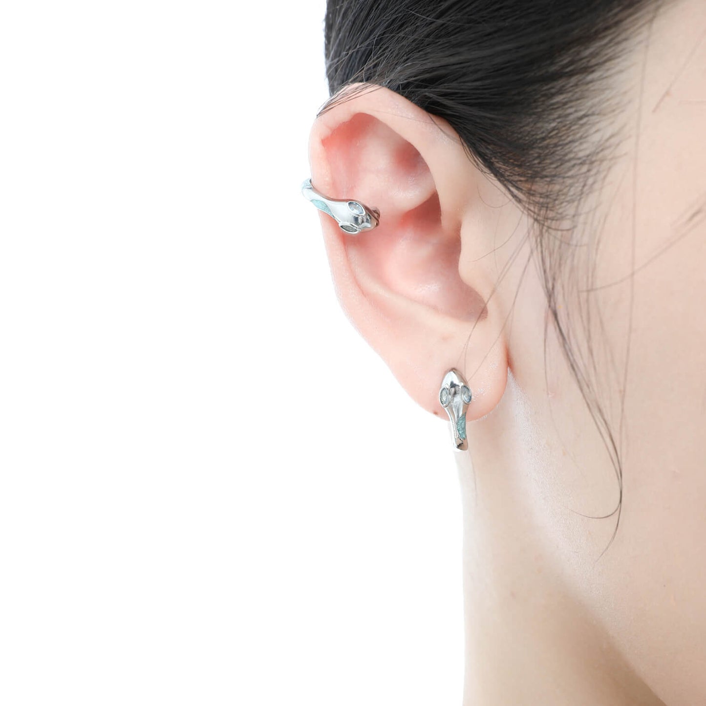 Siren Hoop Earrings Slytherin Snake Ear Studs  Buy at Khanie