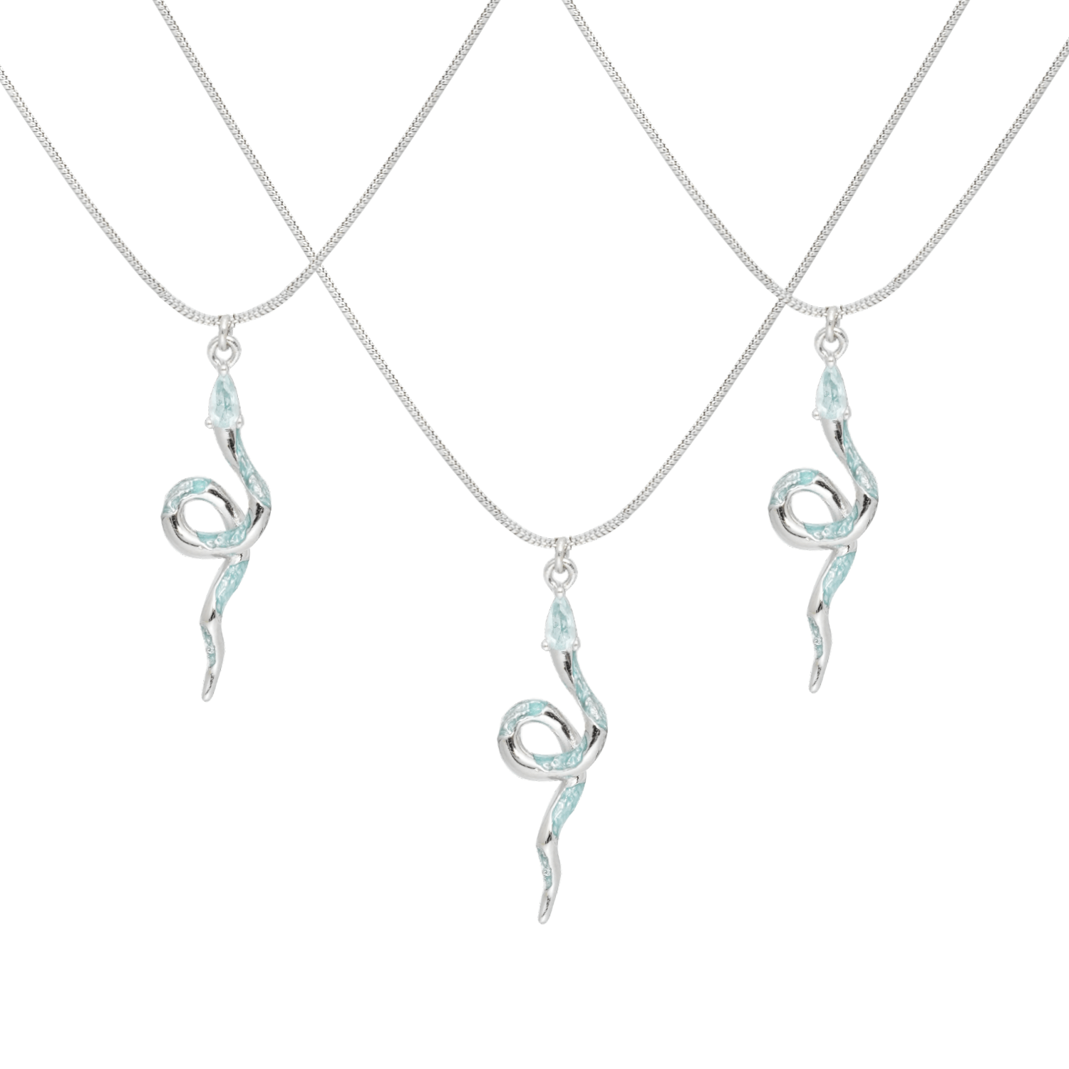 Siren Silver Necklace Blue Snake Clavicle Chain  Buy at Khanie