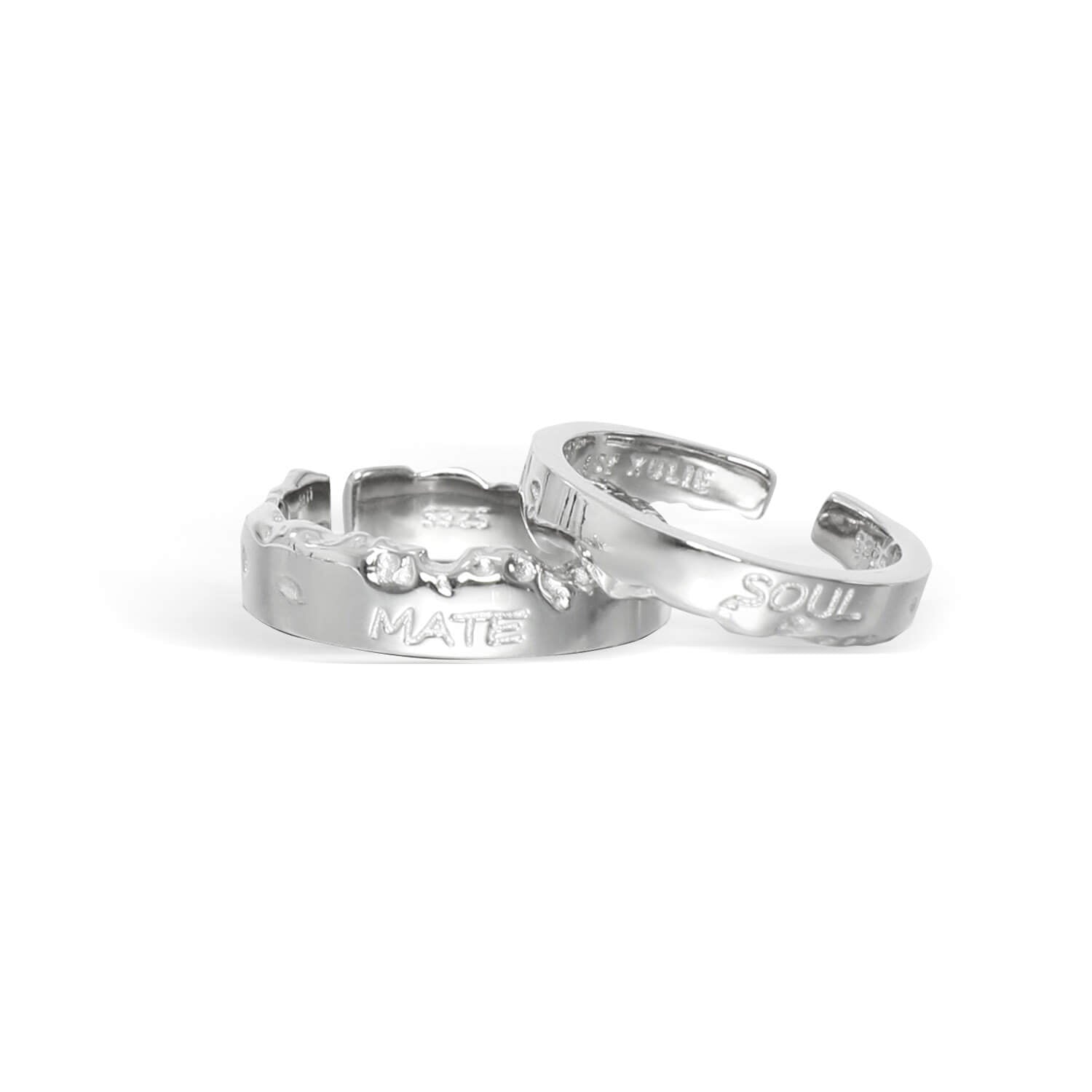 fcity.in - Silver Plated Adjustable Couple Rings Set For Lovers Ring With 1