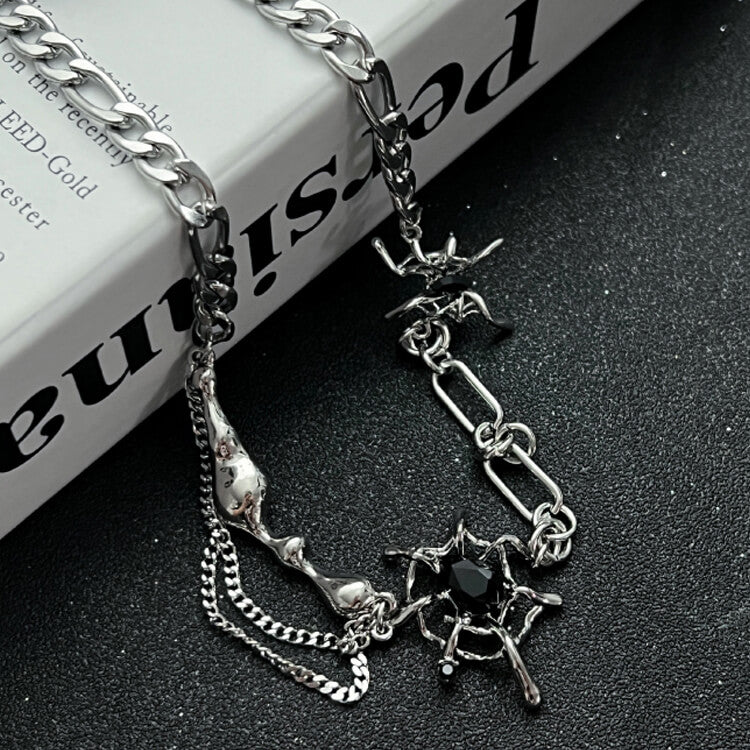 Spider Necklace Black Gemstone Clavicle Chain  Buy at Khanie