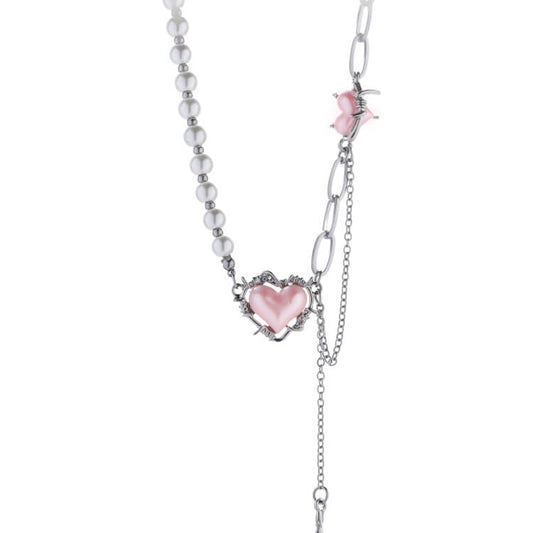 Thorny Pink Heart Pearl Necklace for Women  Buy 3 Pay For 2  Buy at Khanie