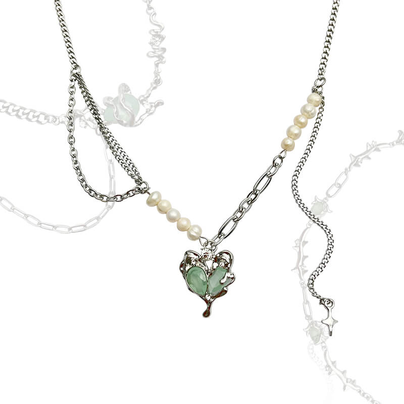 Turquoise Thorn Rose Heart Necklace | Buy at Khanie
