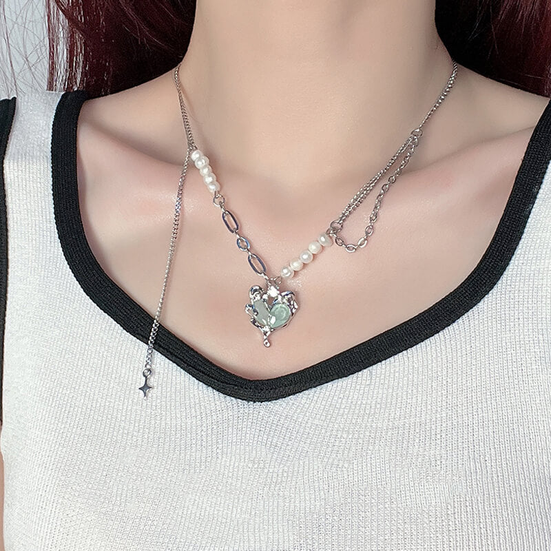 Turquoise Thorn Rose Heart Necklace | Buy at Khanie