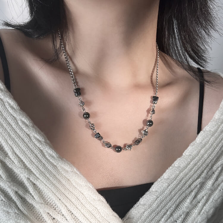 Unique Black Beaded Layered Necklace  Buy at Khanie