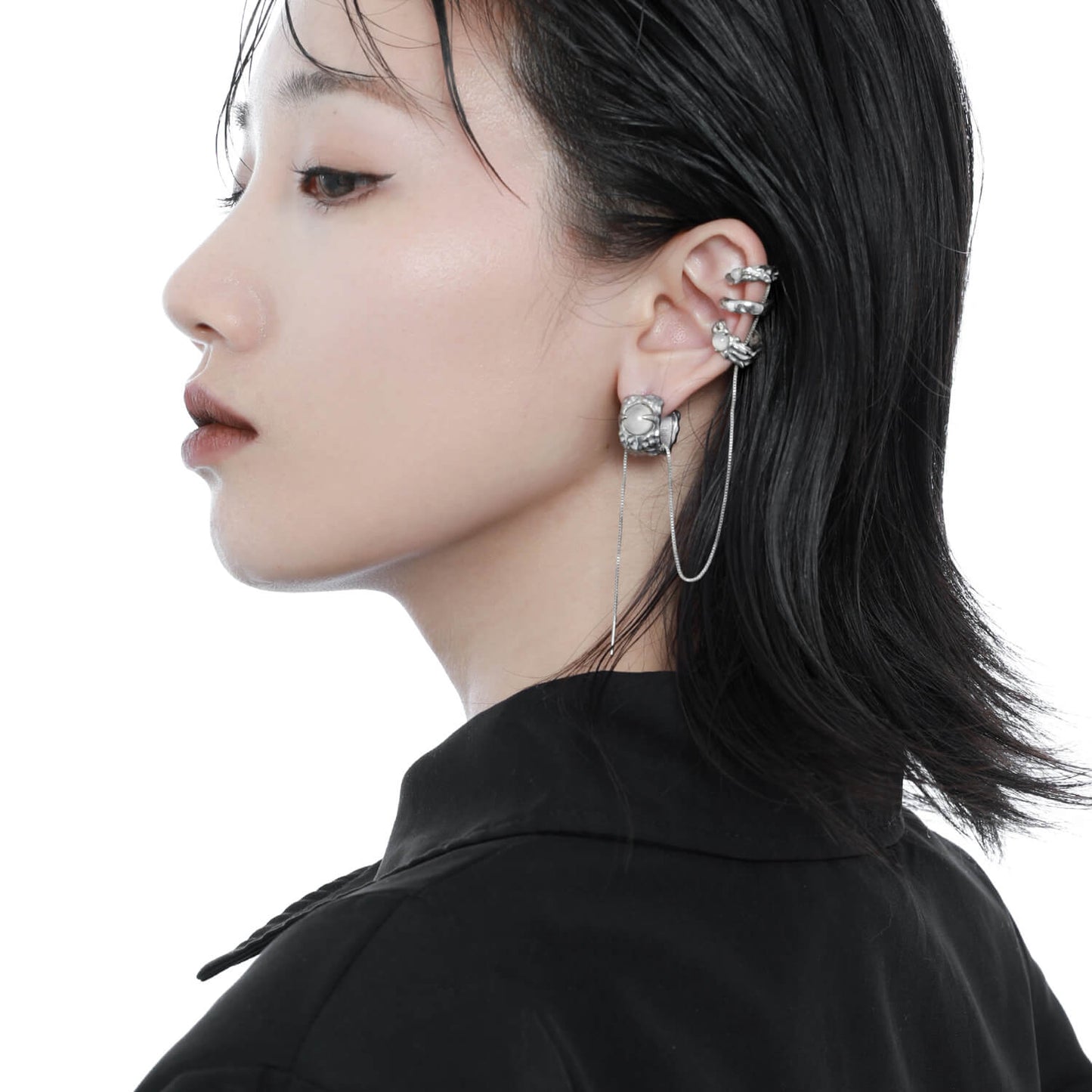 White Agate Ear Cuff Unique | Buy at Khanie