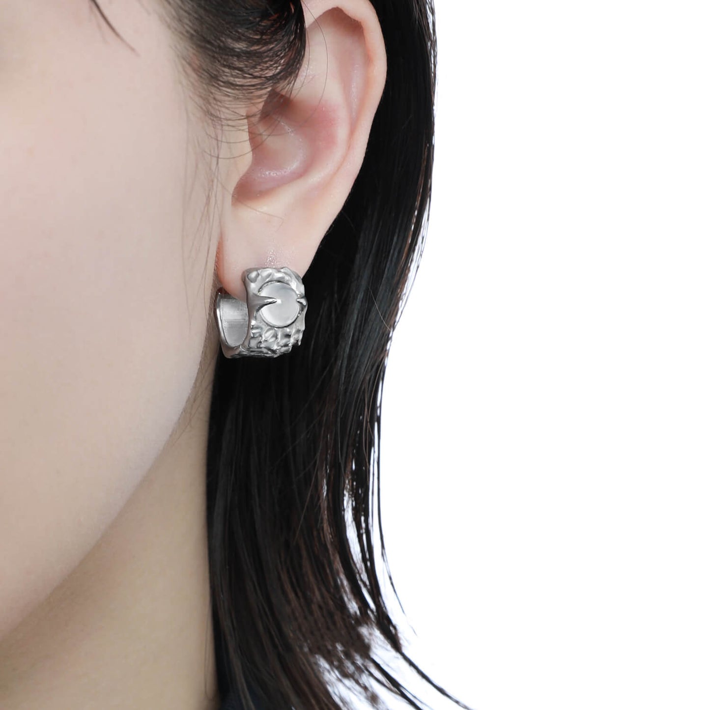 White Agate Earrings Ear Studs | Buy at Khanie
