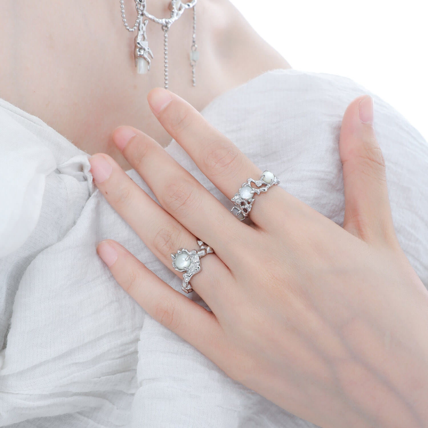 White butterfly Shell Silver Rings  Buy at Khanie