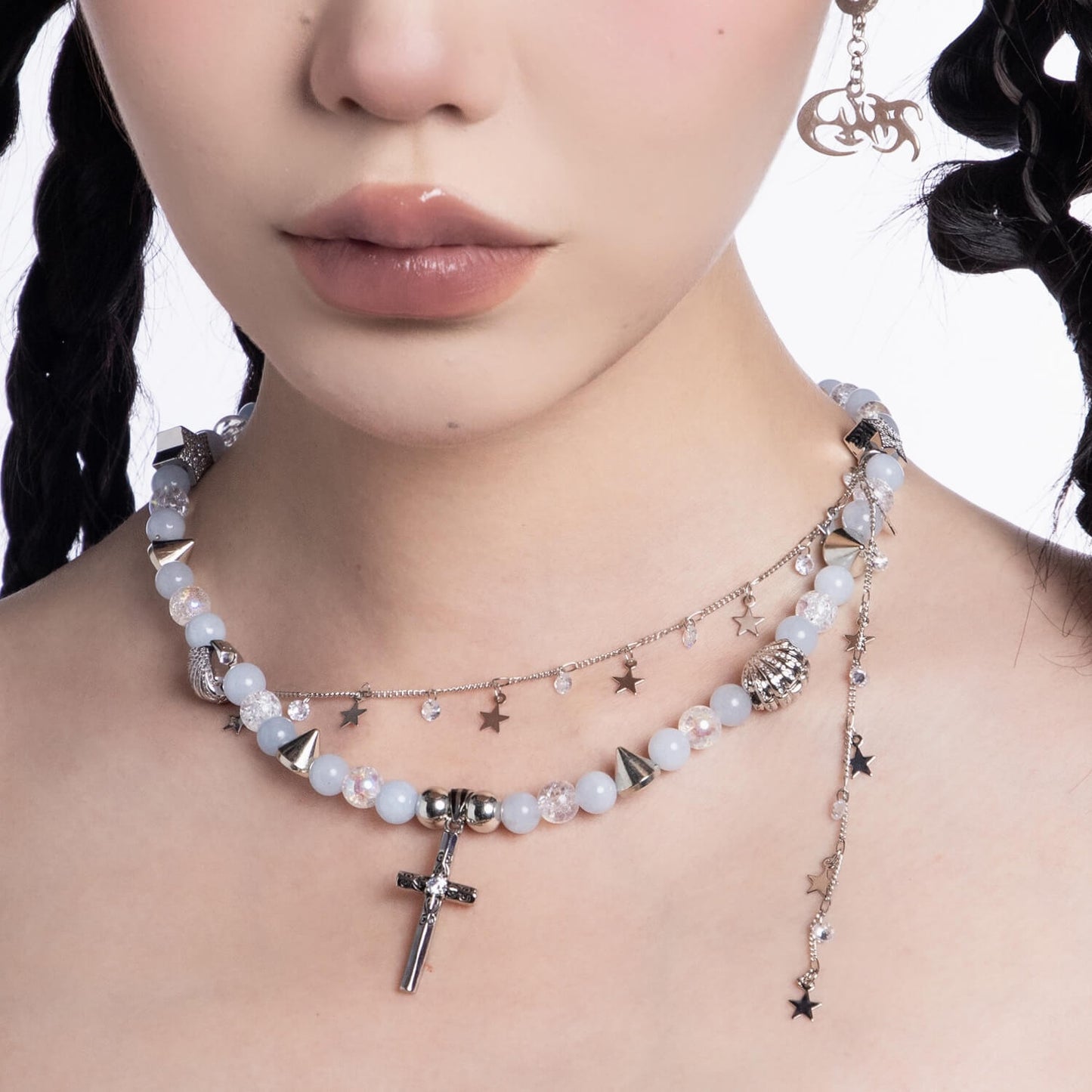 Y2K Beaded Cross Pendant Necklace | Buy at Khanie