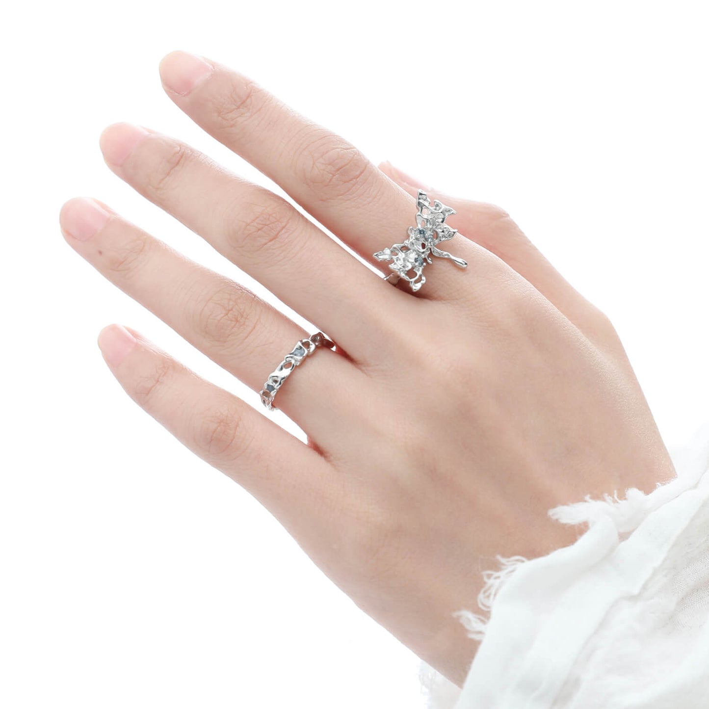 Y2K Chic Bow Gemstone Ring in S925 Silver  Buy at Khanie