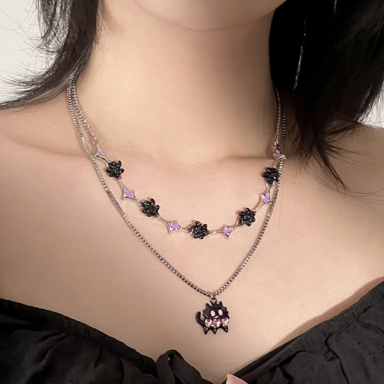 Y2K Double-Layered Cat Choker Necklace  Buy 3 Pay for 2  Buy at Khanie