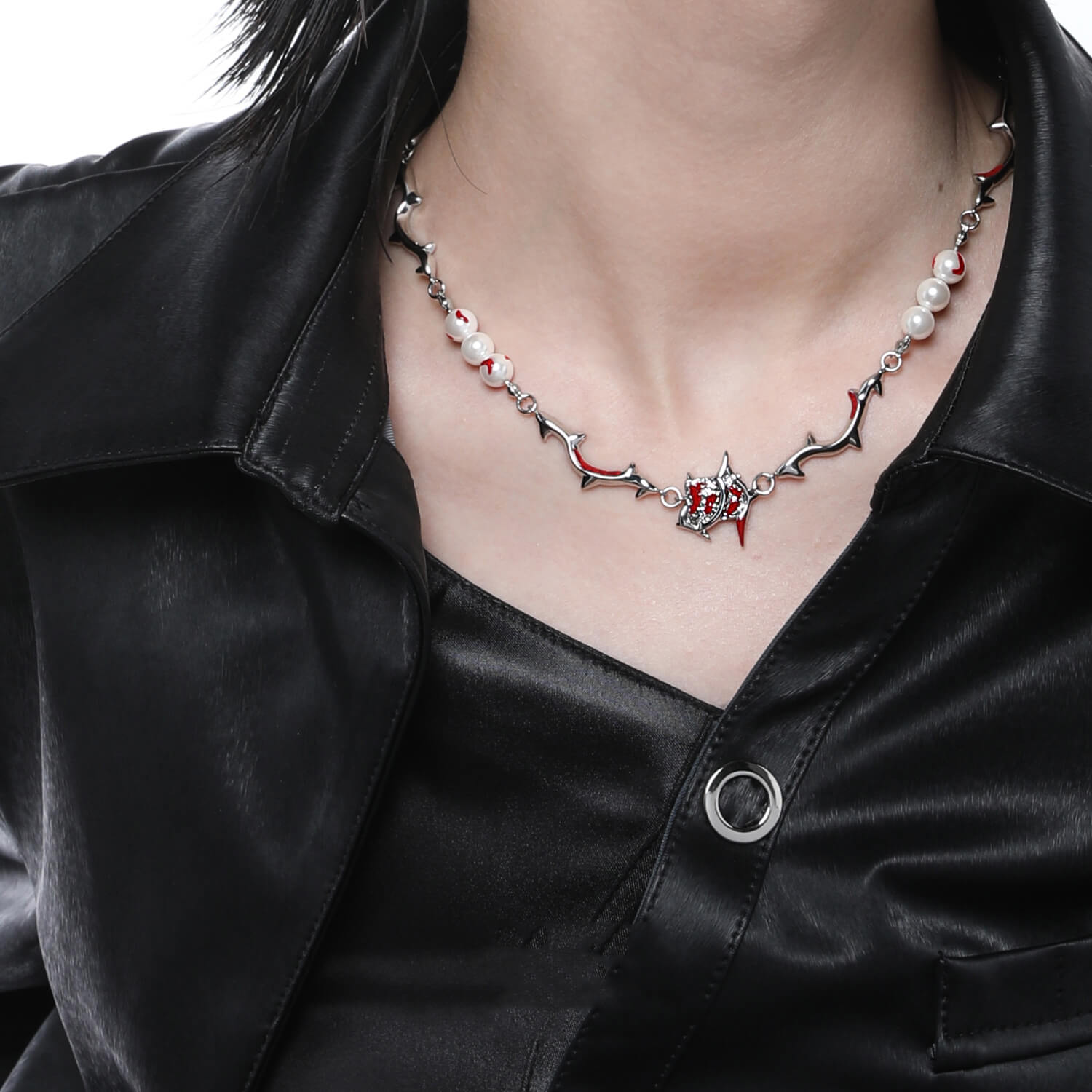 Y2K Necklace Red Thorns Clavicle Chain  Buy at Khanie