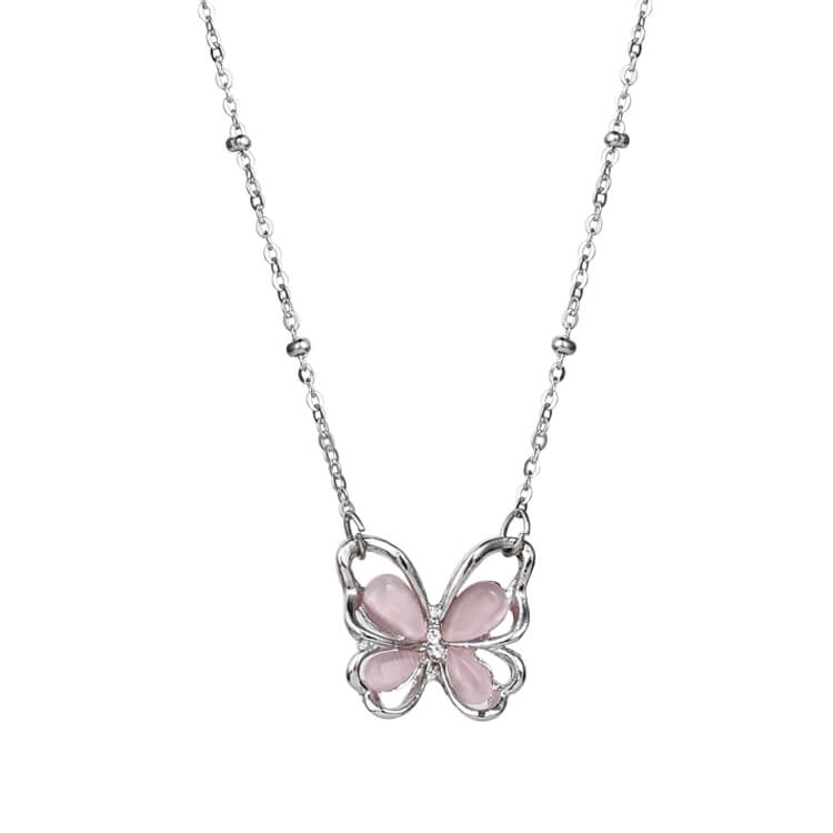 Y2K Pink Cat's Eye Butterfly Choker Necklace  Buy 3 Pay for 2  Buy at Khanie