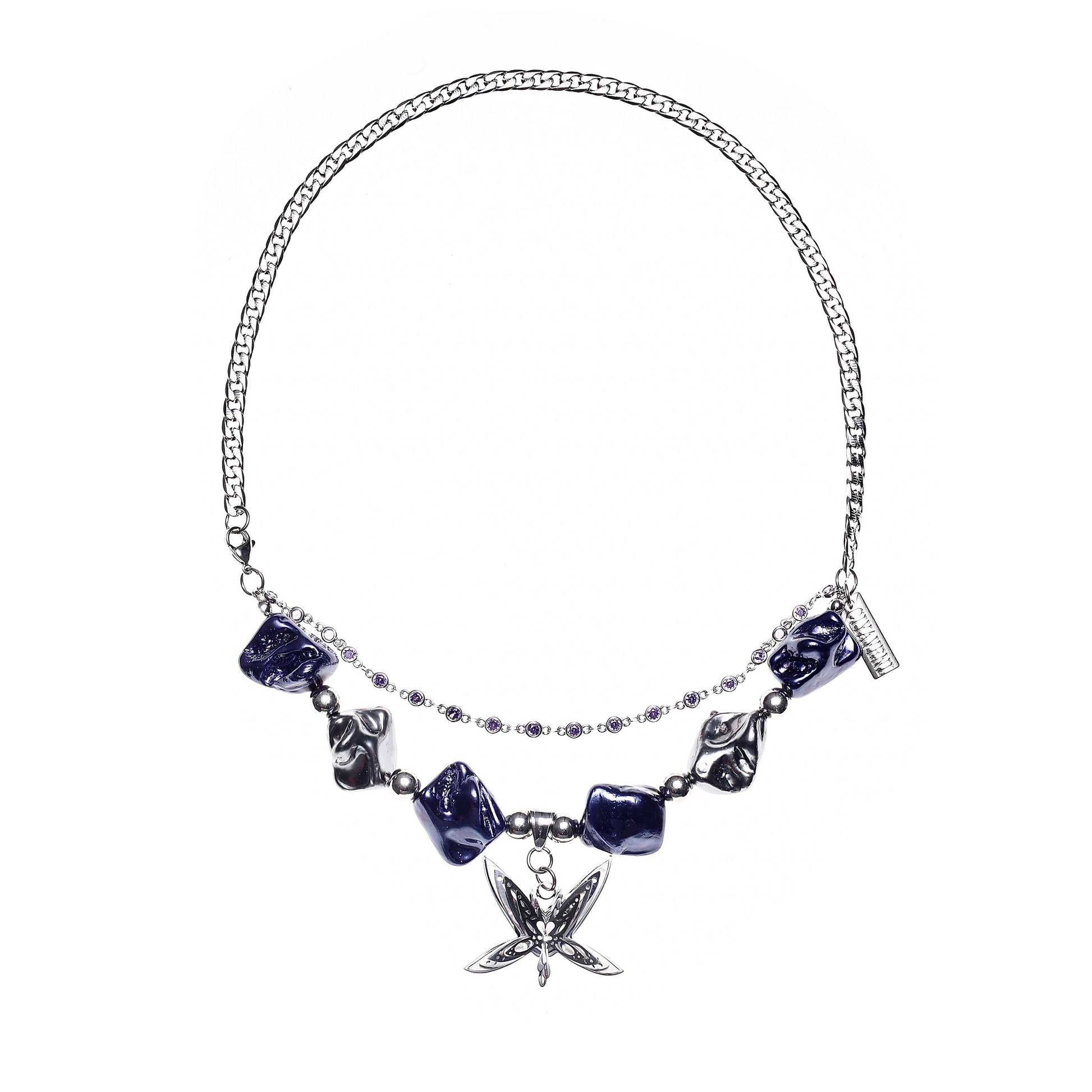 Y2K Purple Pearl Butterfly Necklace | Buy at Khanie